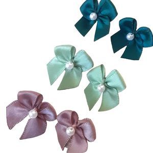 Sterling Silver 925 Bow stud earrings... 3 pair set!  Mauve, Mint Green & Jade..